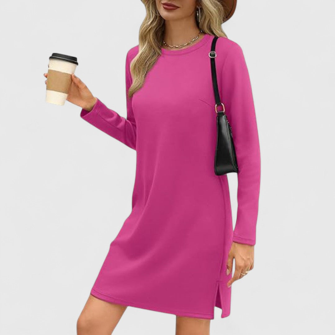 Irene - Casual Long Sleeve Round Neck Mini Dress