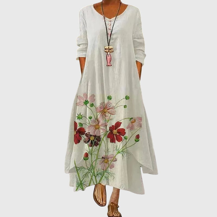 Alexandra - Ladies Summer Long Sleeve Printed Maxi Dress