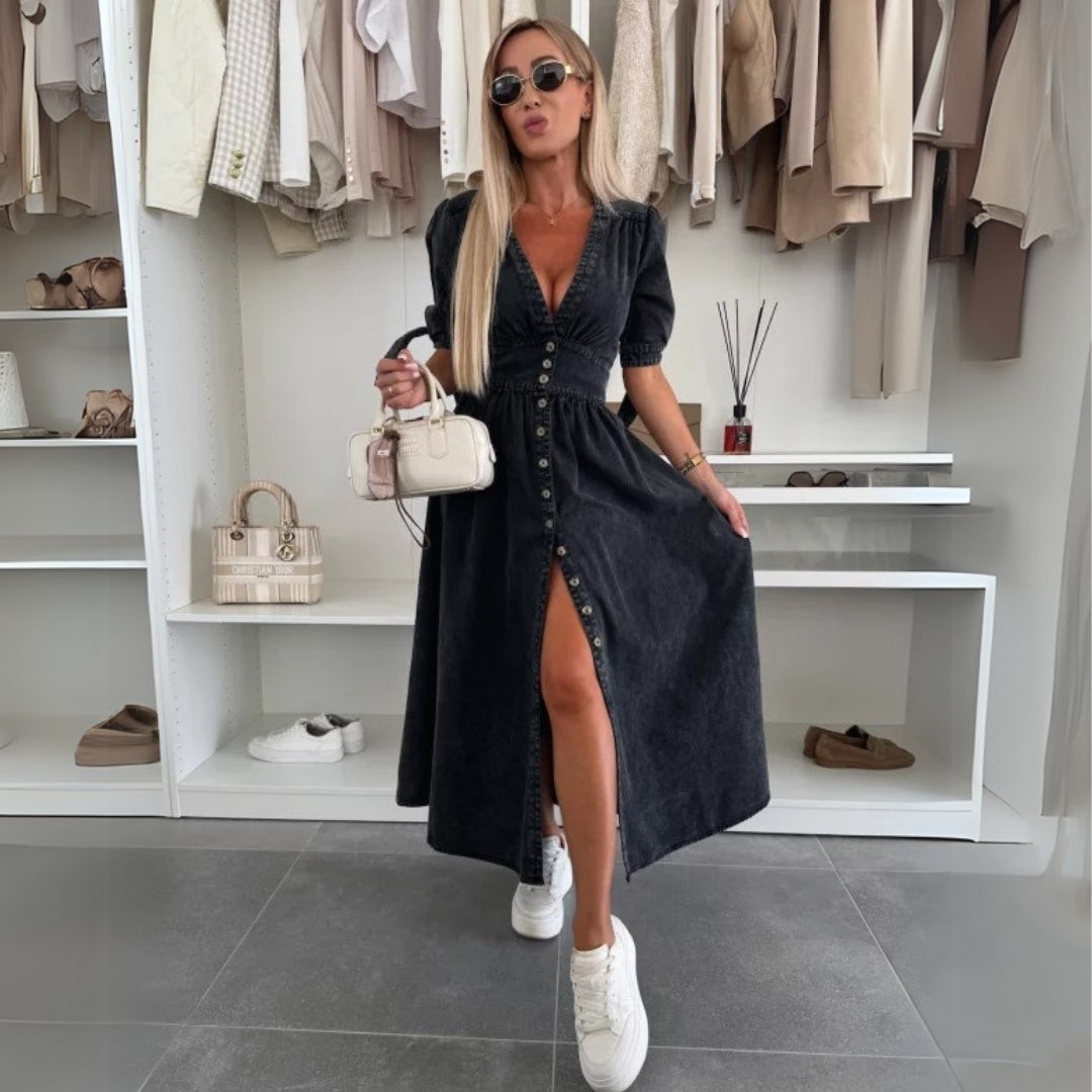 Karla - V-Neck Button Dress