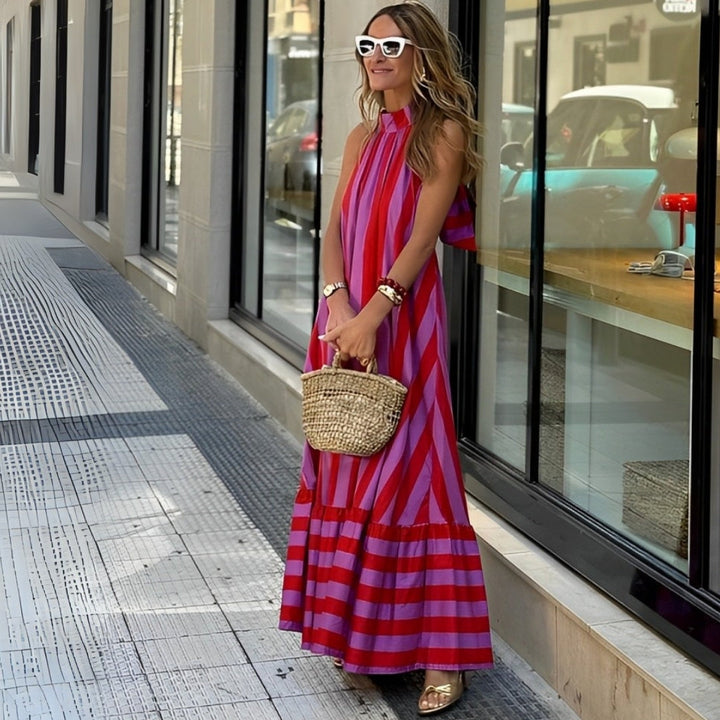 Mandy - Stripe Halter Dress