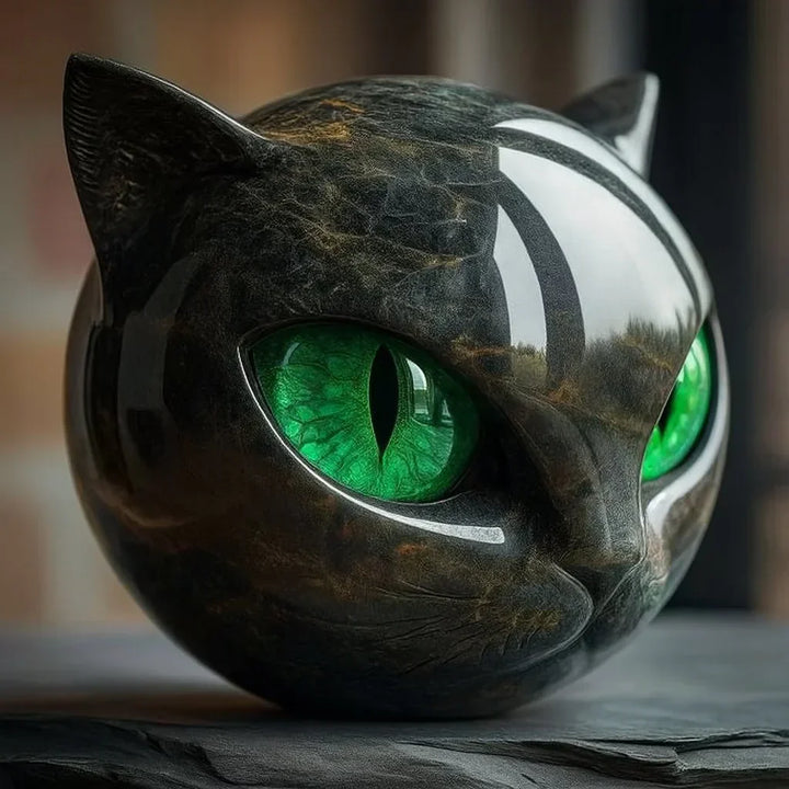 NyxCharm - Mystical Black Cat Head Sculpture