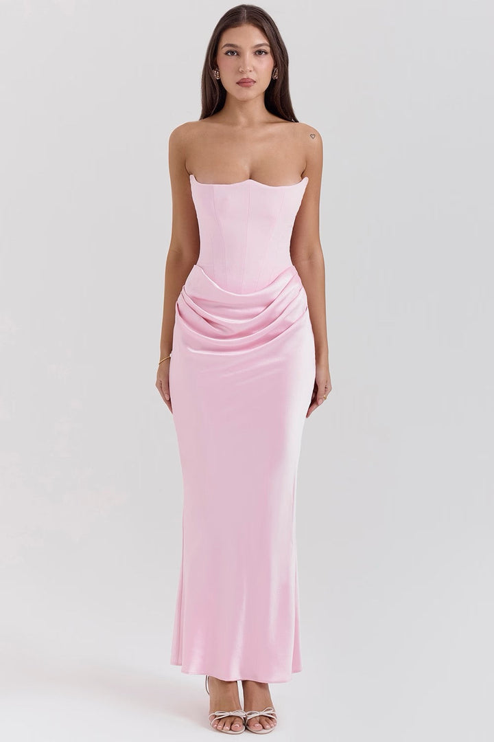 Kythira | Strapless Satin Dress