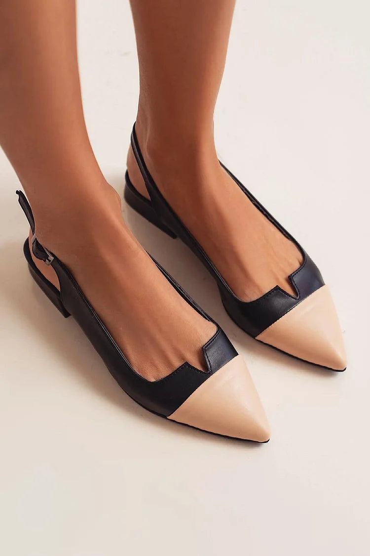 VITTORIA | Elegant ballet flats with a pointed toe and bicolour details for a refined style