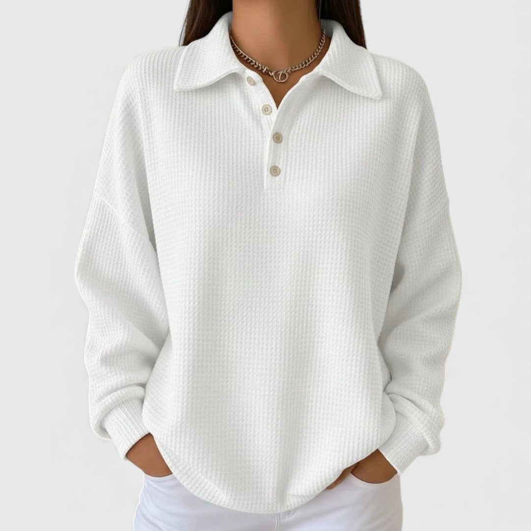 Ava - Soft Knit Polo Sweater