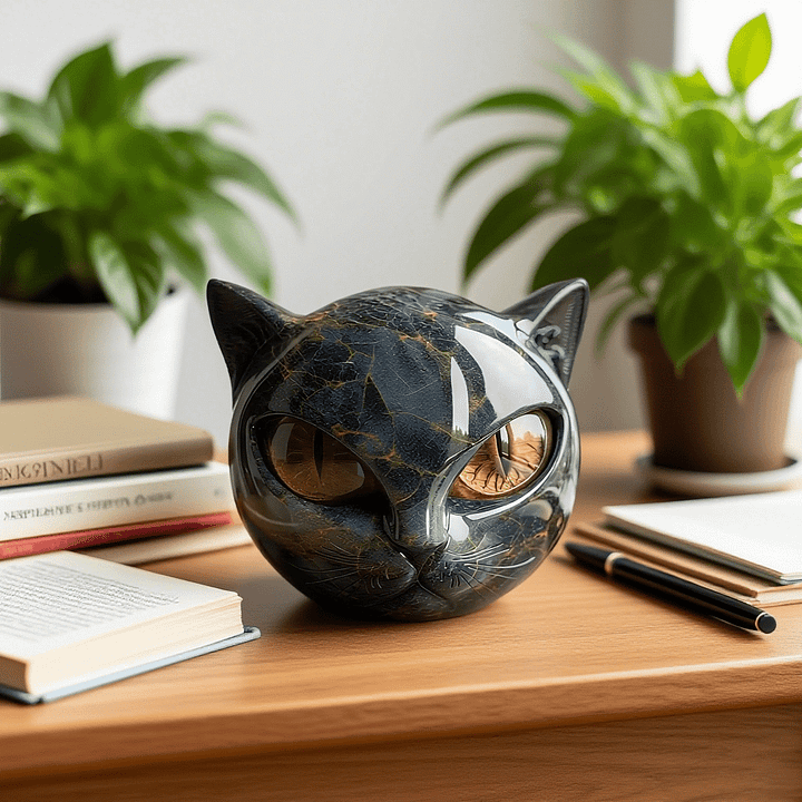 NyxCharm - Mystical Black Cat Head Sculpture