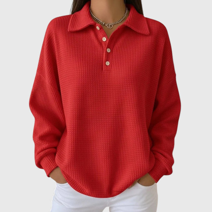 Ava - Soft Knit Polo Sweater