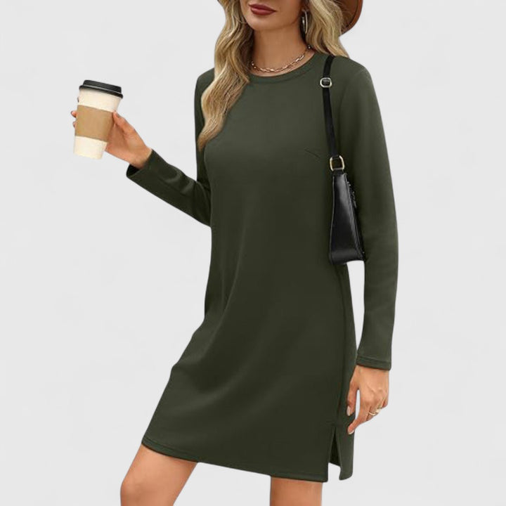 Irene - Casual Long Sleeve Round Neck Mini Dress