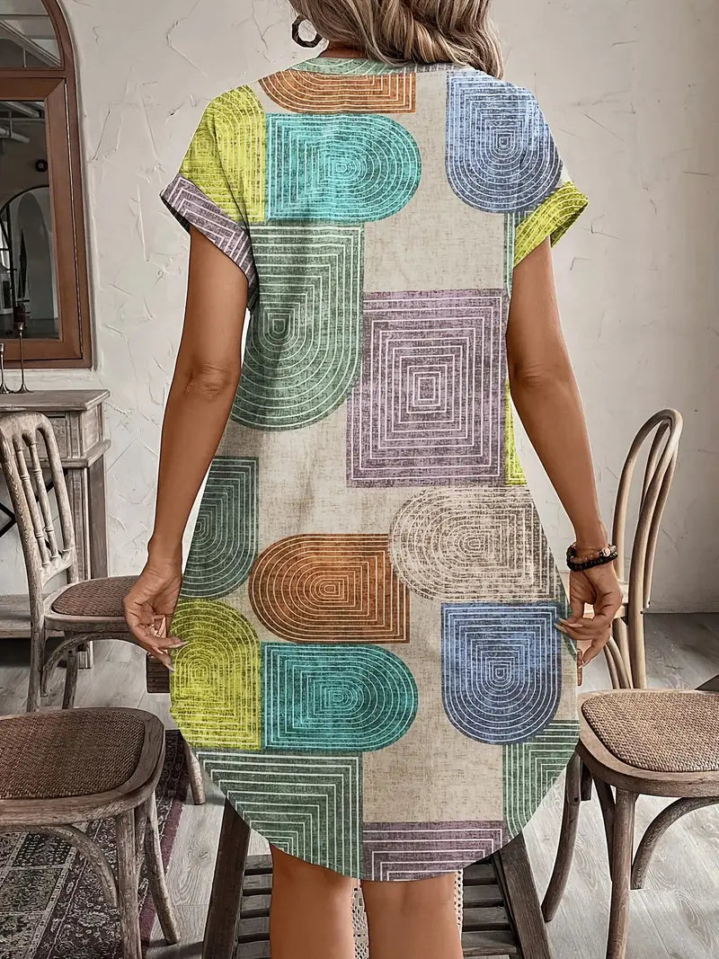 Khloe - Geometric Button Dress