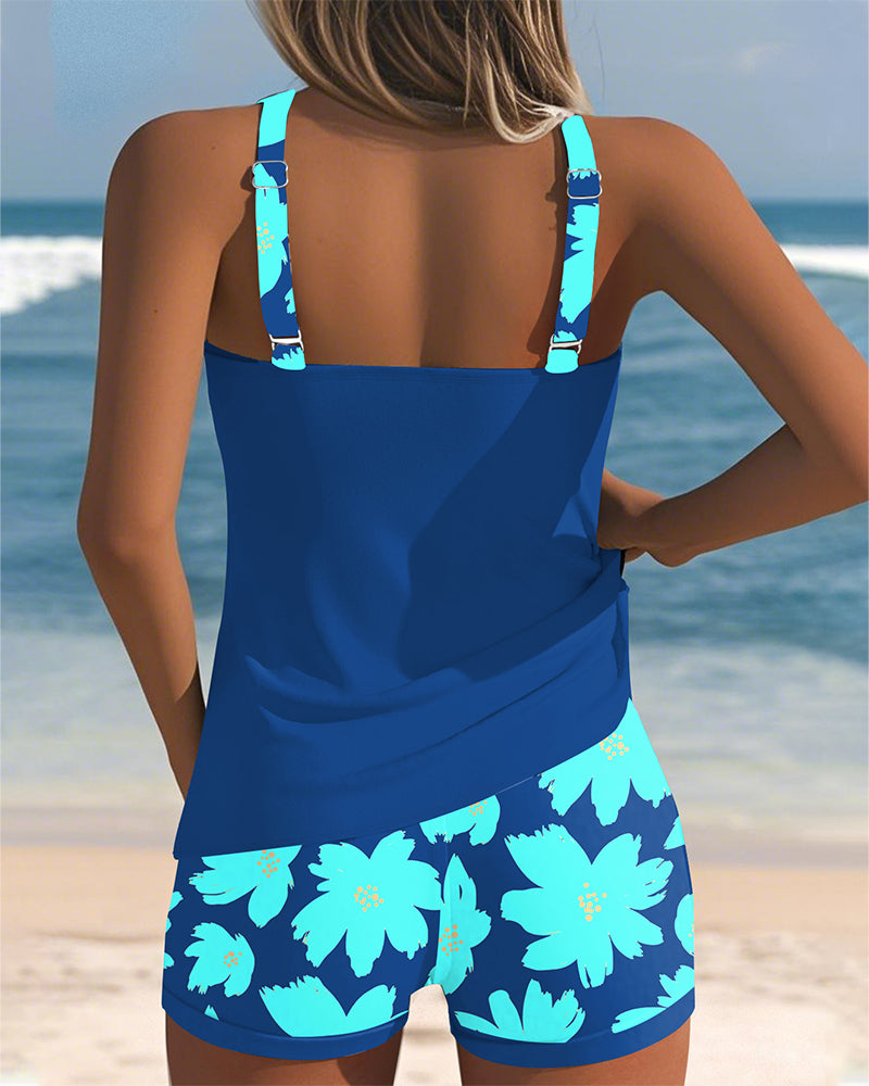Sandra - U-Neck Sleeveless Printed Tankini