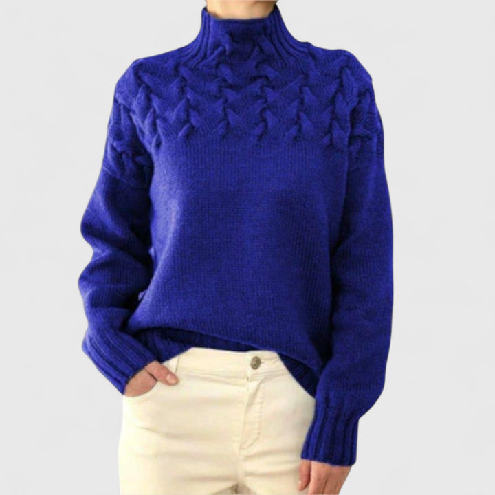 Eva - Women's Sweater with Cable Knit Detail