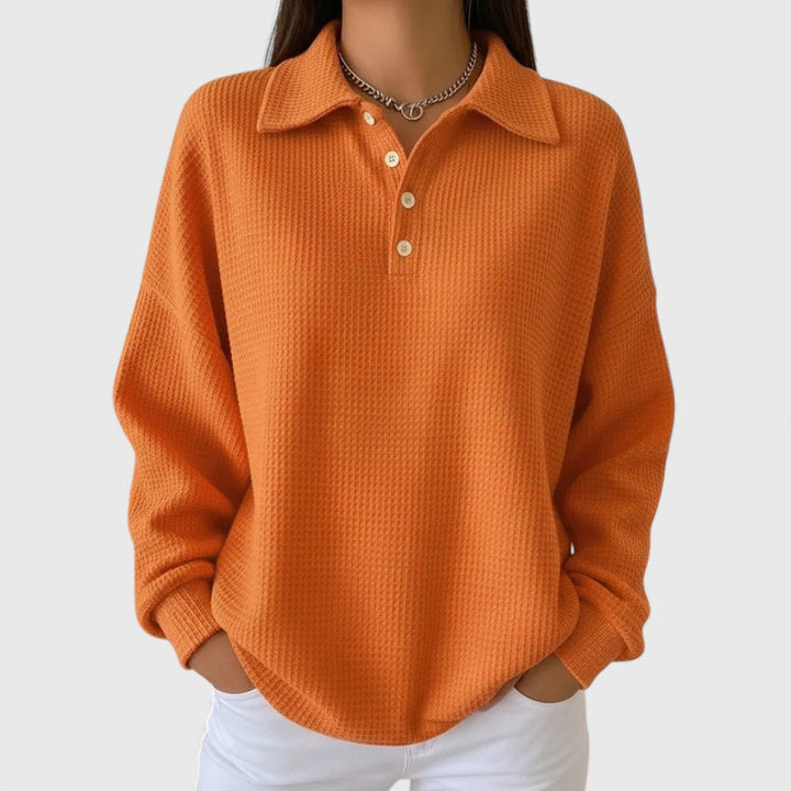 Ava - Soft Knit Polo Sweater