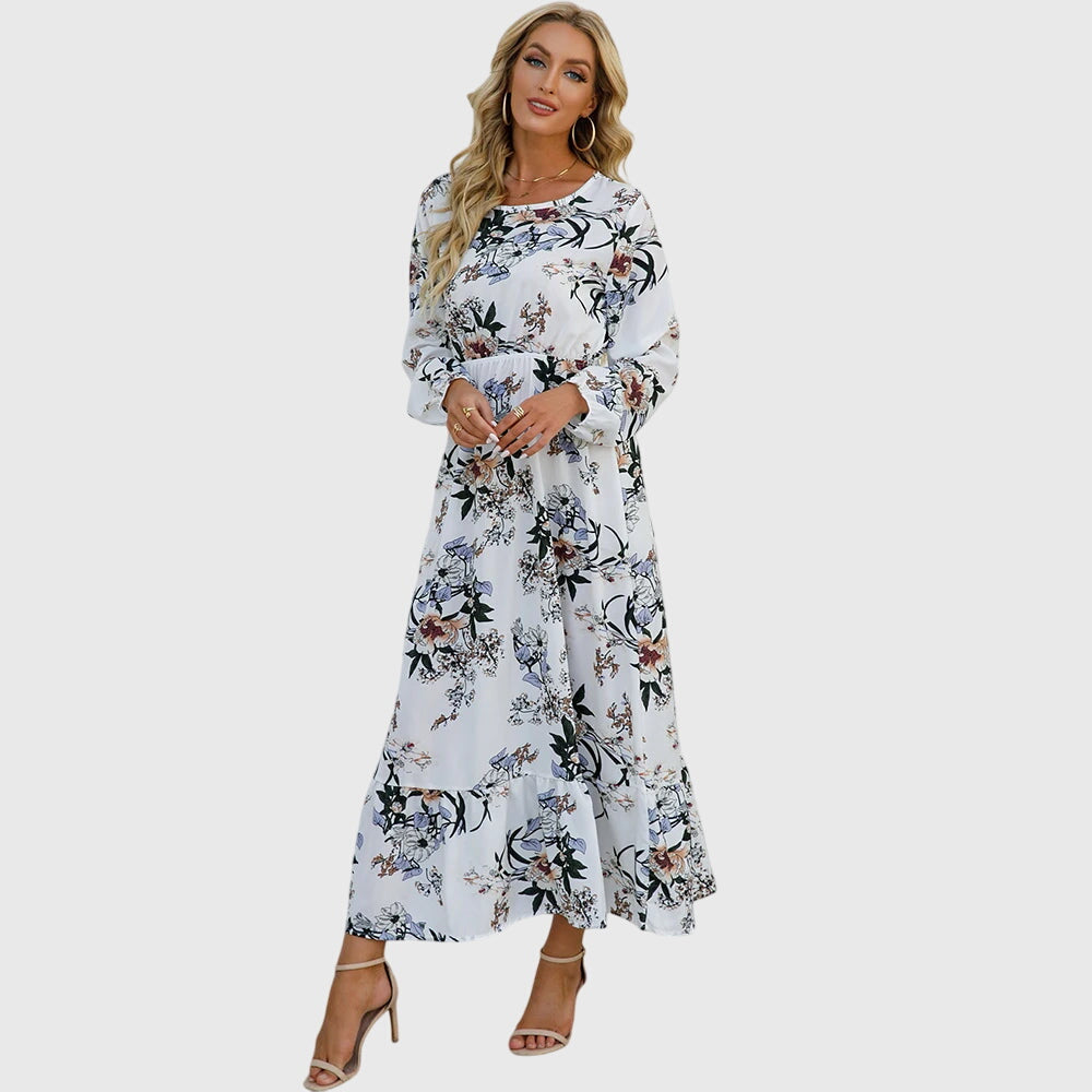 Chelsea - Floral Print Wrap Maxi Dress with Long Sleeves