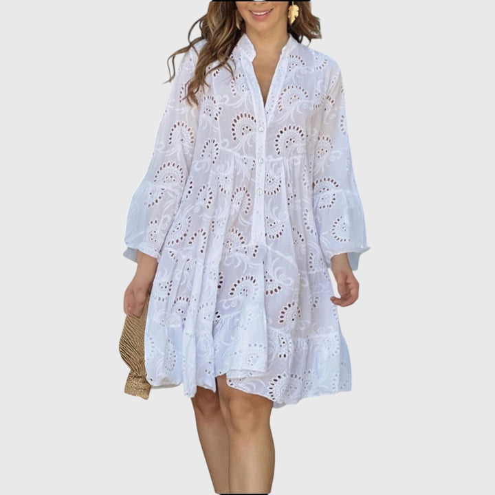 Milou – Embroidered Tiered Mini Dress