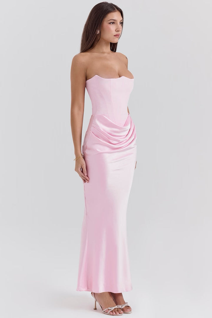 Kythira | Strapless Satin Dress