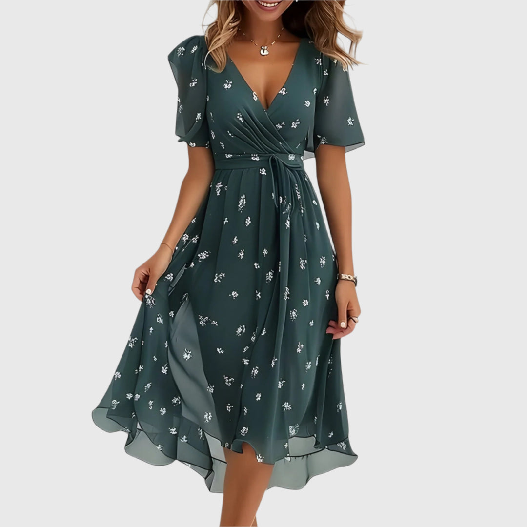 Kristel - Elegant Floral Midi Dress