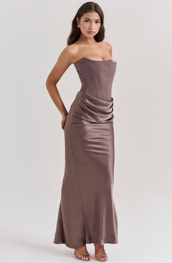 Kythira | Strapless Satin Dress