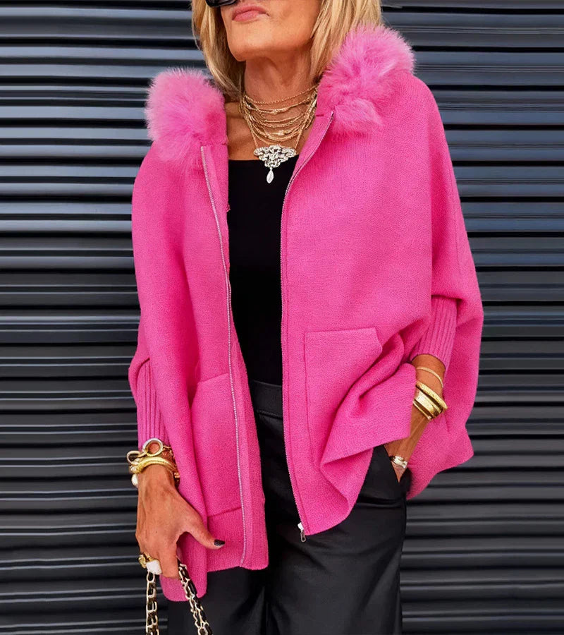 Pauline | Casual Hooded Coat with Fur Collar