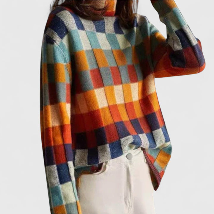 Erika - Patchwork Turtleneck Sweater