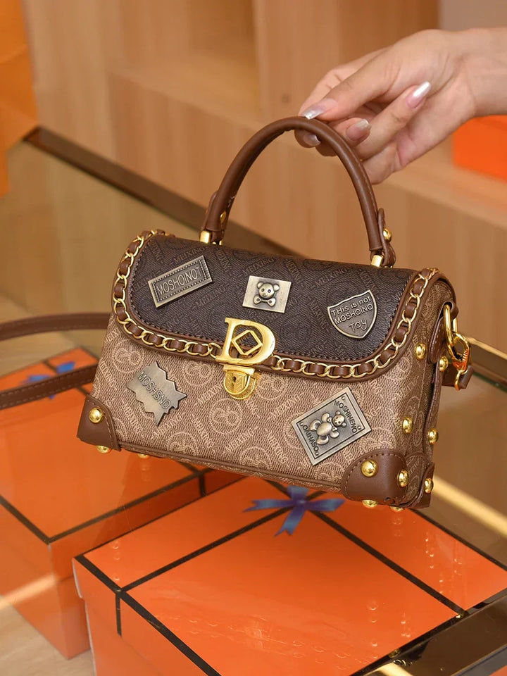 Retro Monogram Shoulder Bag with Gold Details Zelda™