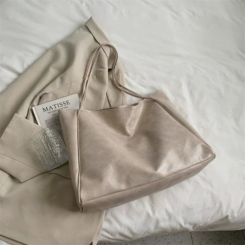 Elegant brown leather-look tote bag