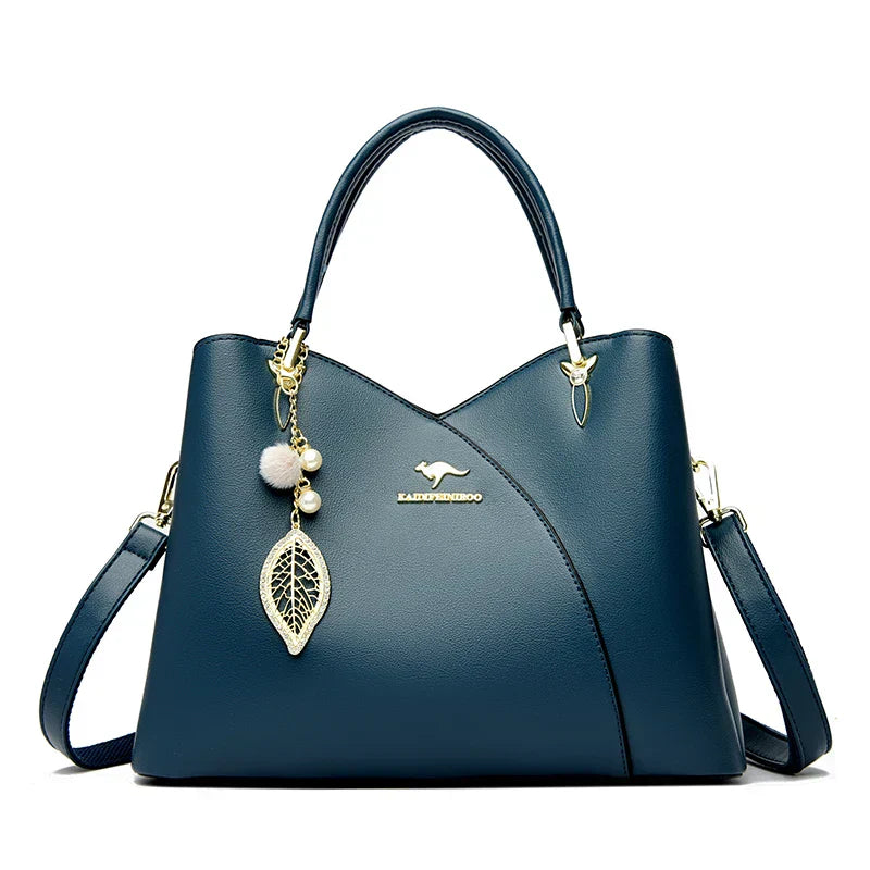 Elegant black shoulder bag with stylish charms