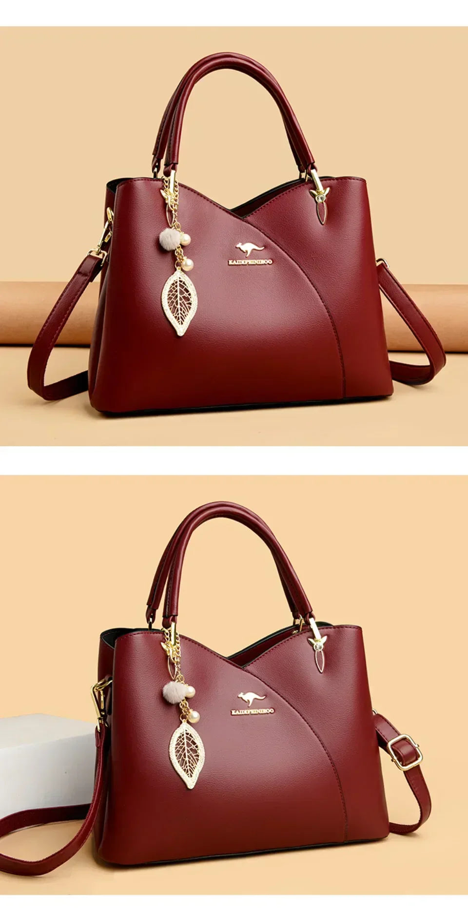 Elegant black shoulder bag with stylish charms