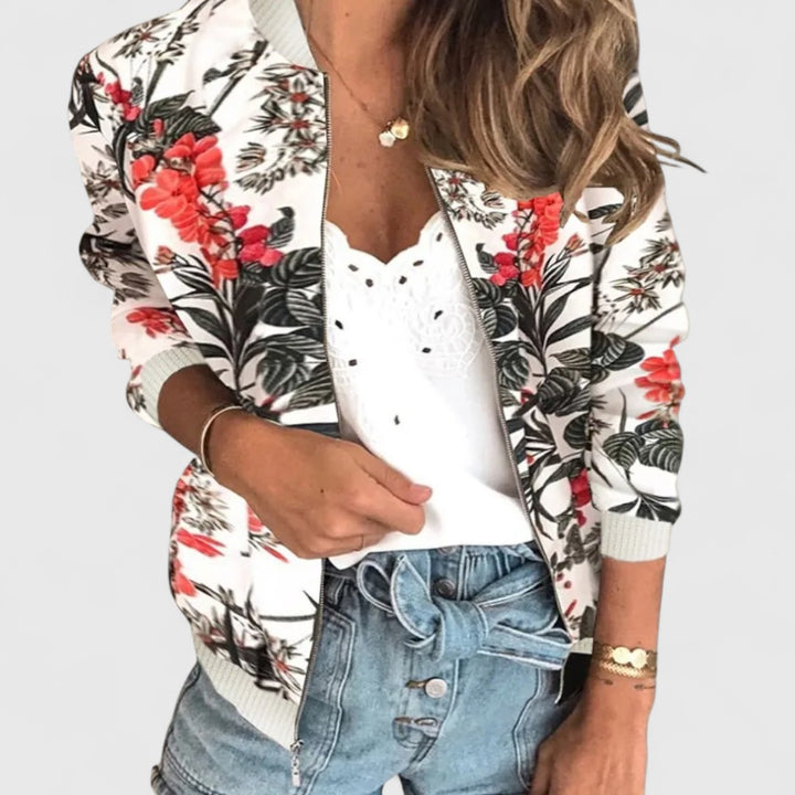Margot – Elegant Floral Bomber Cardigan
