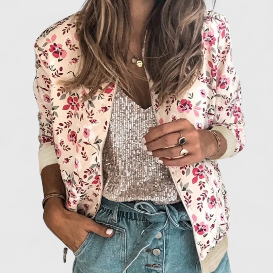 Margot – Elegant Floral Bomber Cardigan
