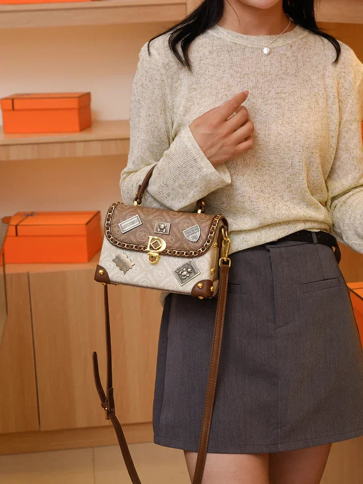 Retro Monogram Shoulder Bag with Gold Details Zelda™