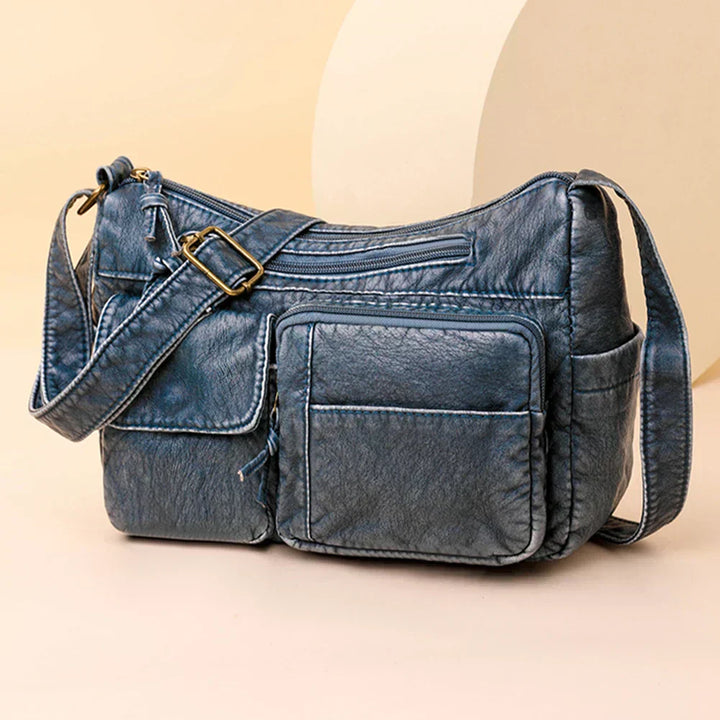 Lykke™ | Vintage Leather Shoulder Bag with Multiple Pockets