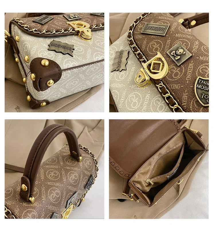 Retro Monogram Shoulder Bag with Gold Details Zelda™