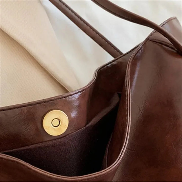 Elegant brown leather-look tote bag