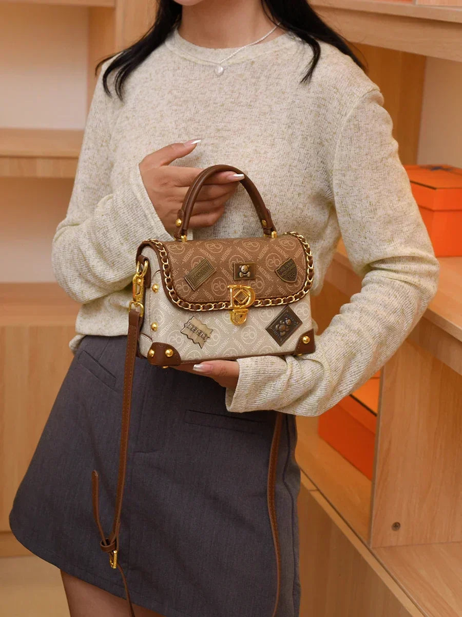 Retro Monogram Shoulder Bag with Gold Details Zelda™