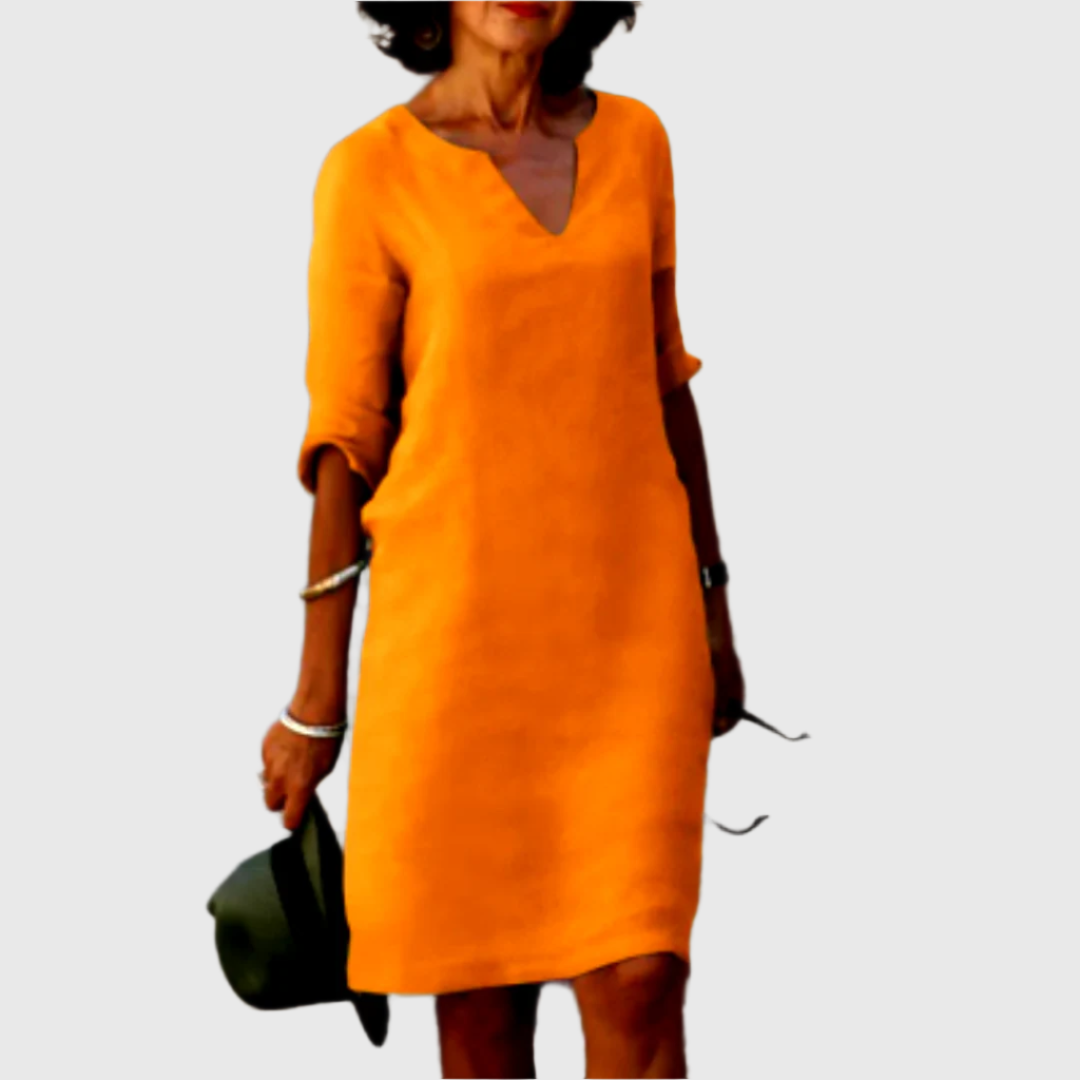 Deborah - Mini dress with V neckline and 3/4 sleeves