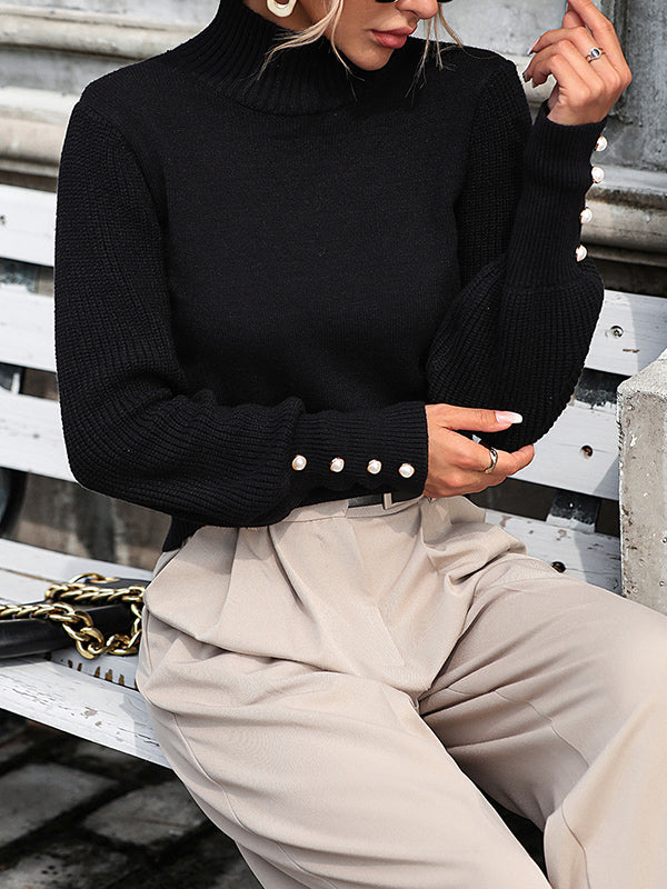 Simone | Pearl Sleeve Knit Sweater