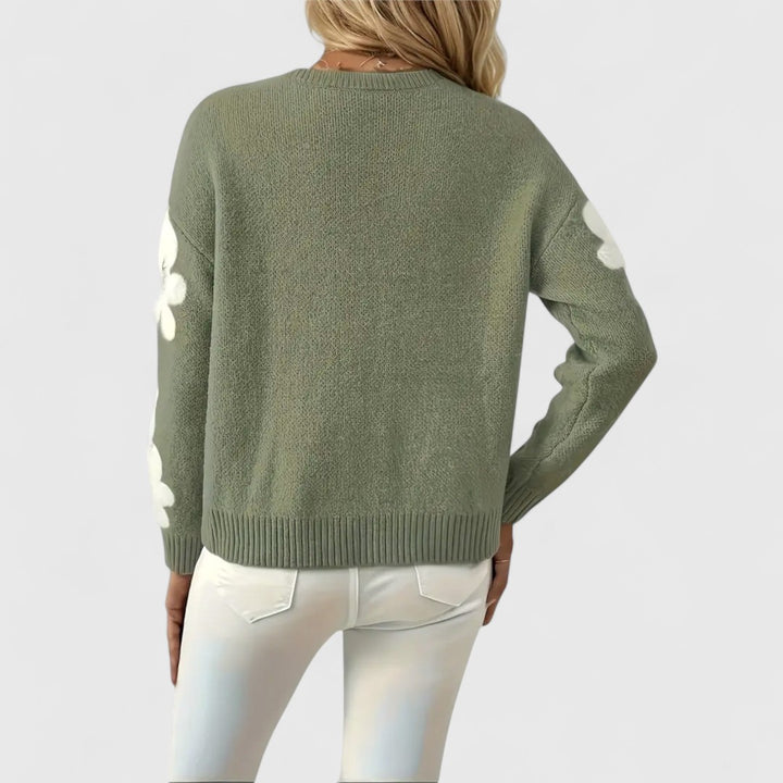Silke - Soft Knit Sweater with Floral Design