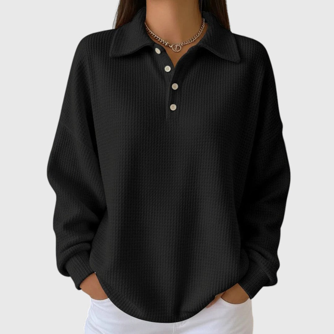 Ava - Soft Knit Polo Sweater