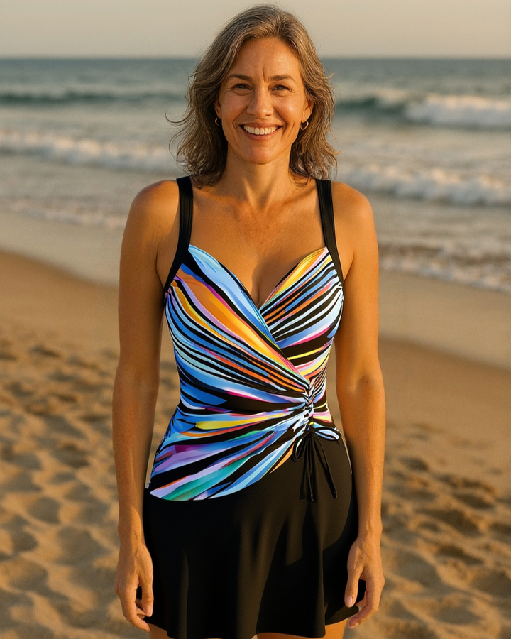 Serena – Stripe Swim Dress