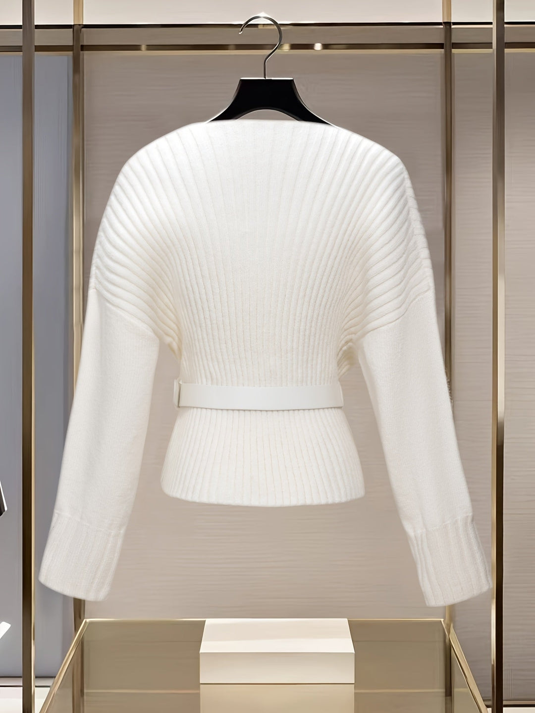 Elara | Slim Fit Belted V-Neck Cardigan