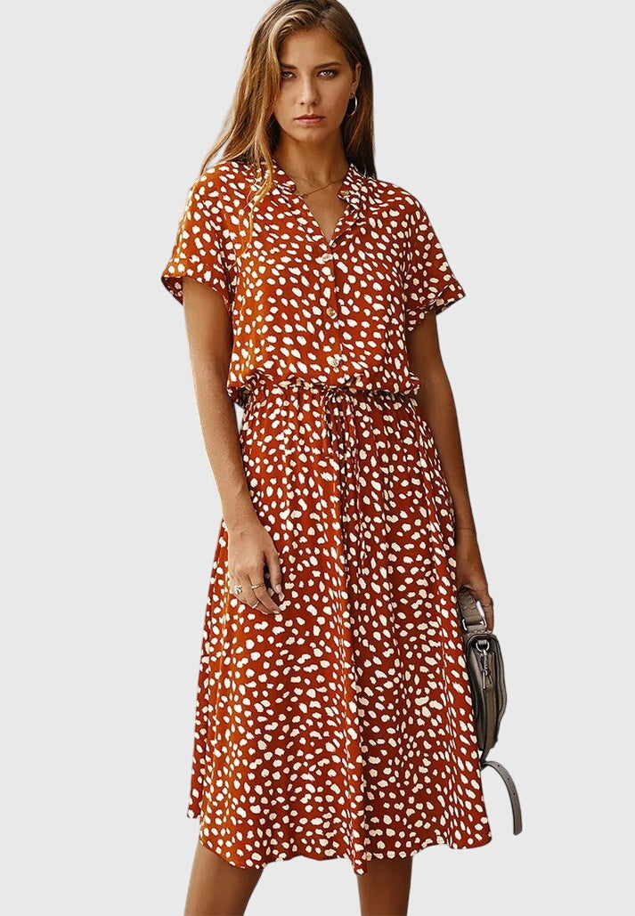 Amber - Printed V-Neck Dress