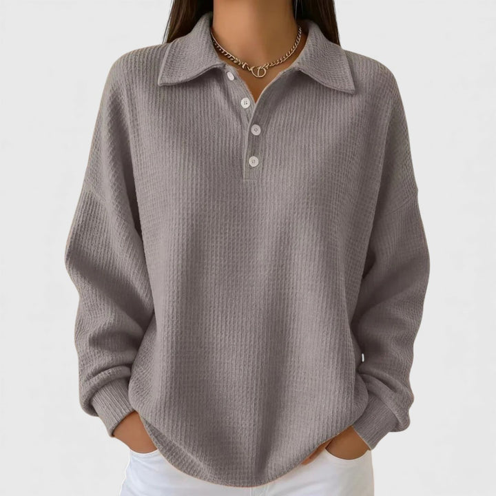 Ava - Soft Knit Polo Sweater