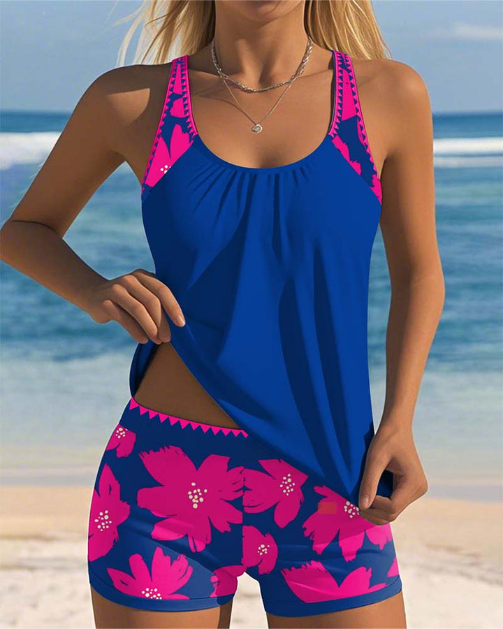 Sandra - U-Neck Sleeveless Printed Tankini