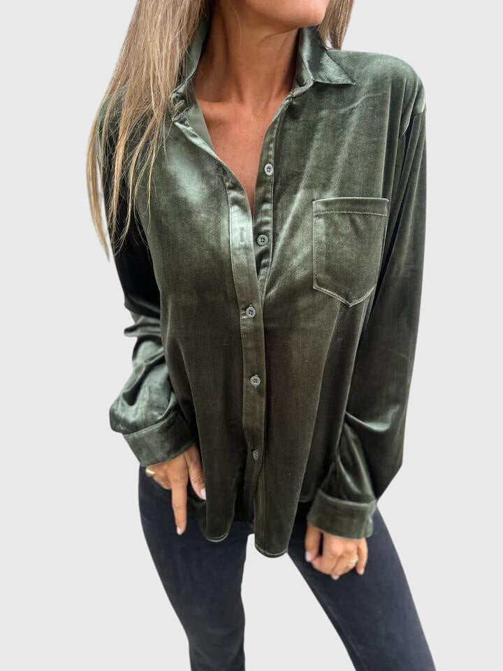 Catherine - Elegant Velvet Blouse