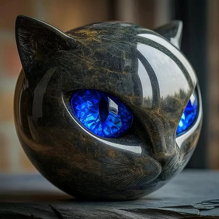 NyxCharm - Mystical Black Cat Head Sculpture