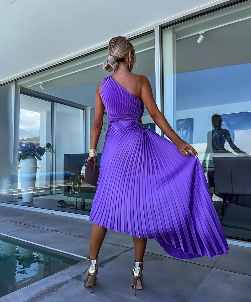 Marjorie - Elegant One Shoulder Midi Dress