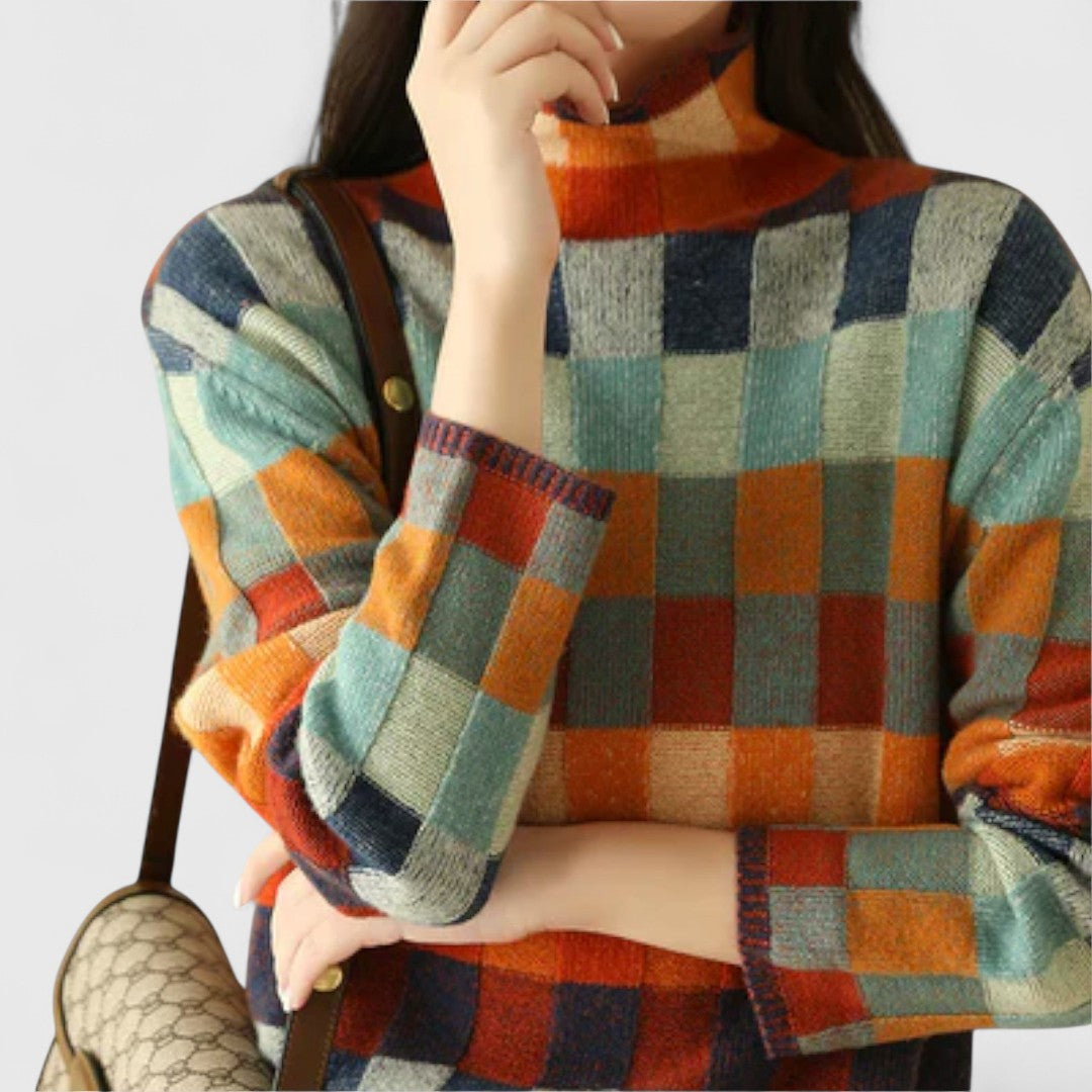 Erika - Patchwork Turtleneck Sweater