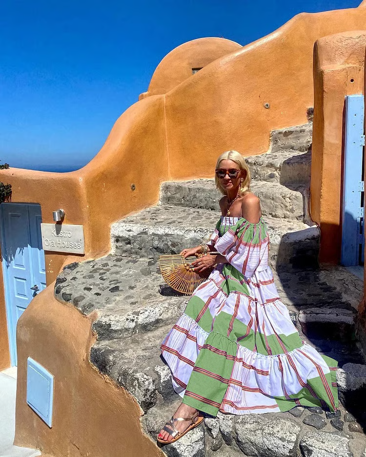 Seraphina - Luxury Mexican Print Off-Shoulder Maxi Dress